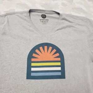 Wohven Shirt Mens XL Gray V-Neck Short Sleeve